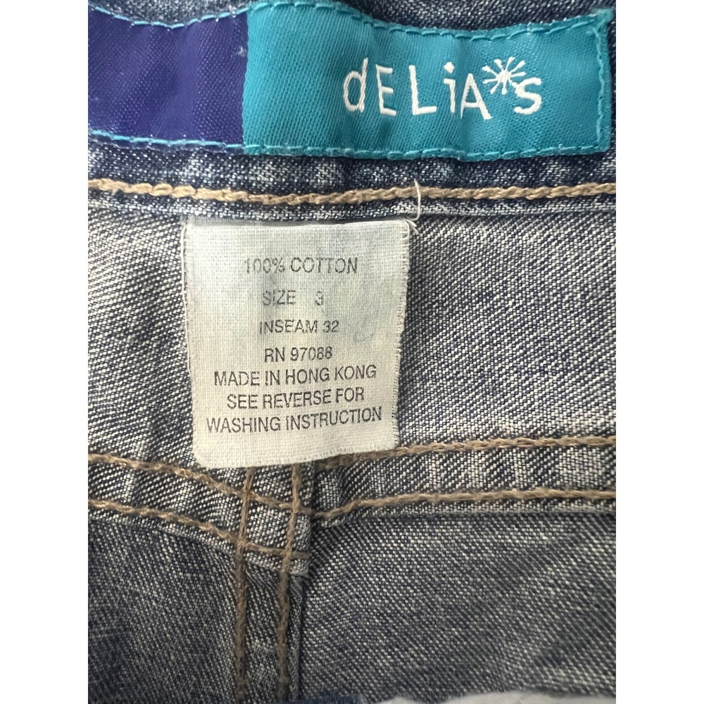 Vintage Delias Flare Jeans Medium Wash High Rise Wide Leg Y2K Denim Size 3 x 32 - Picture 3 of 5